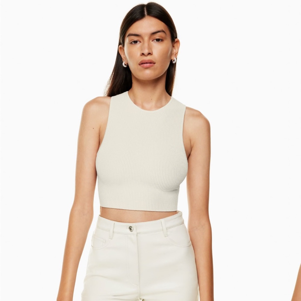 Aritzia Cream Fitted Crop Tank Top